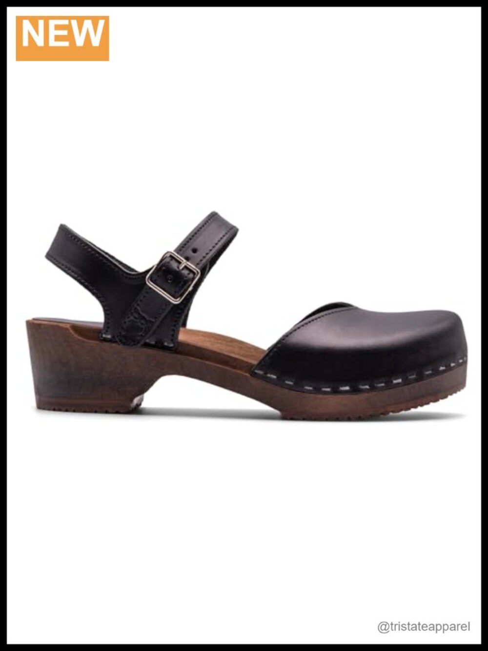 Sandgrens Handmade Swedish Wood Clogs Women Low Heel Leather